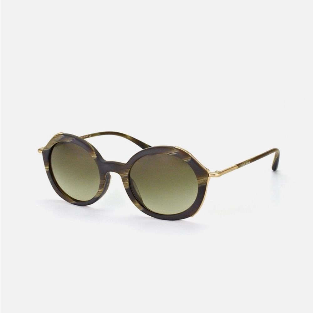 Giorgio Armani Round Olive Brown Gradient Sunglasses with Gold Temples